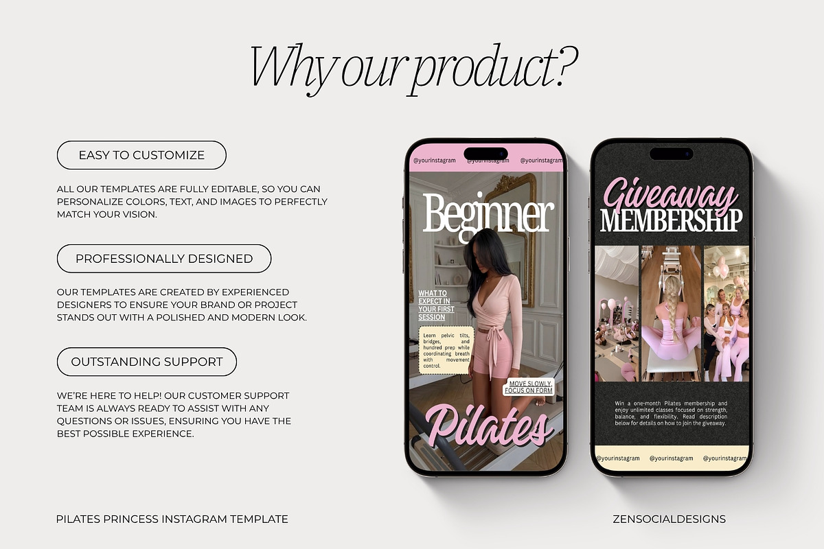 Pilates Instagram Templates, a Social Media Template by ZenSocialDesigns (Photo 5 of 9)