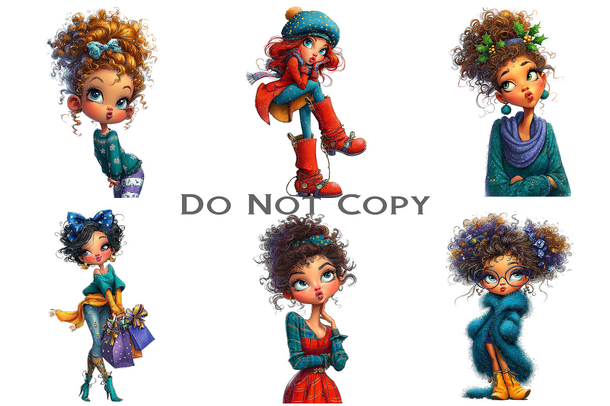 Quirky Christmas Girl Clipart Bundle, an Illustration by Craft Nest (Photo 8 of 8)