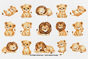 15 Bundle Watercolor Cute Lion Fam, an Animal Illustration by Morspective (Thumbnail 8 of 8)