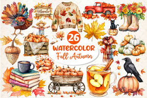 Fall Autumn Sublimation Clipart, an Illustration by Dream Creation