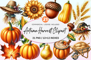 Watercolor Autumn Golden Harvest PNG, a Graphic by CitraGraphics