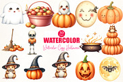 Watercolor Cozy Halloween Clipart, an Illustration by CrexoraLab (Thumbnail 5 of 5)
