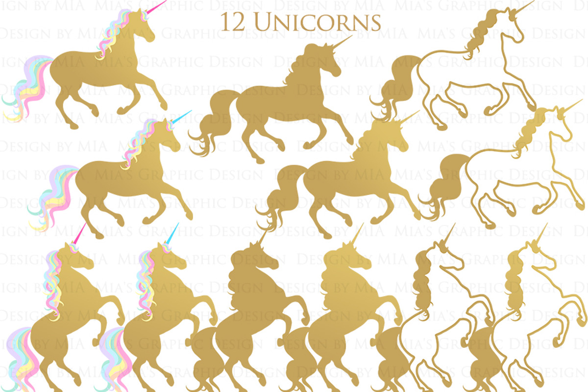 Magical Unicorns, Einhorn, Flat Gold, an Illustration by Mia's Graphic Design (Photo 5 of 9)