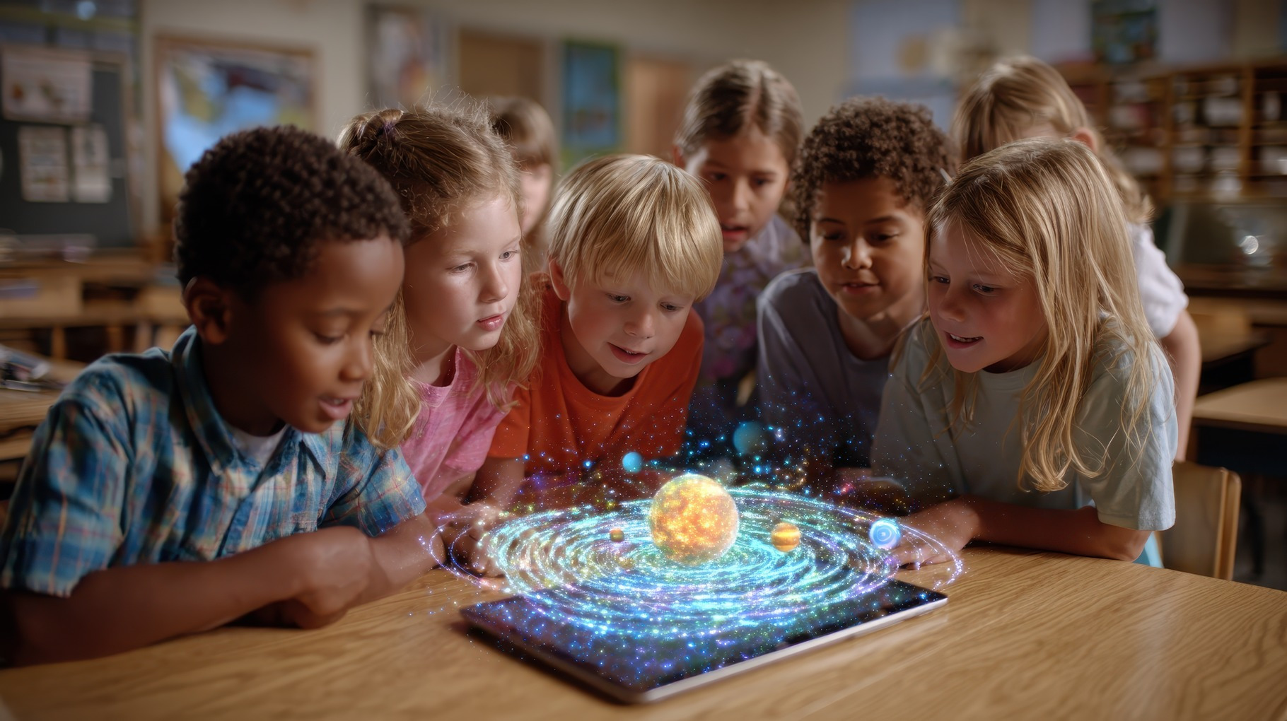 School children explore solar system, a Photo by Pixeness Studio