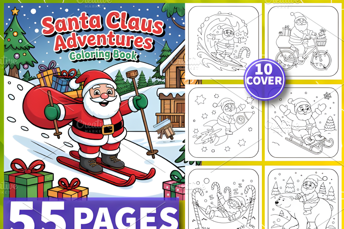 55 Santa Claus Adventures Coloring, a Decorative Illustration by Coco Bloom (Photo 1 of 4)