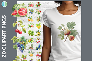 Fruit Illustration Bundle, 20 PNG