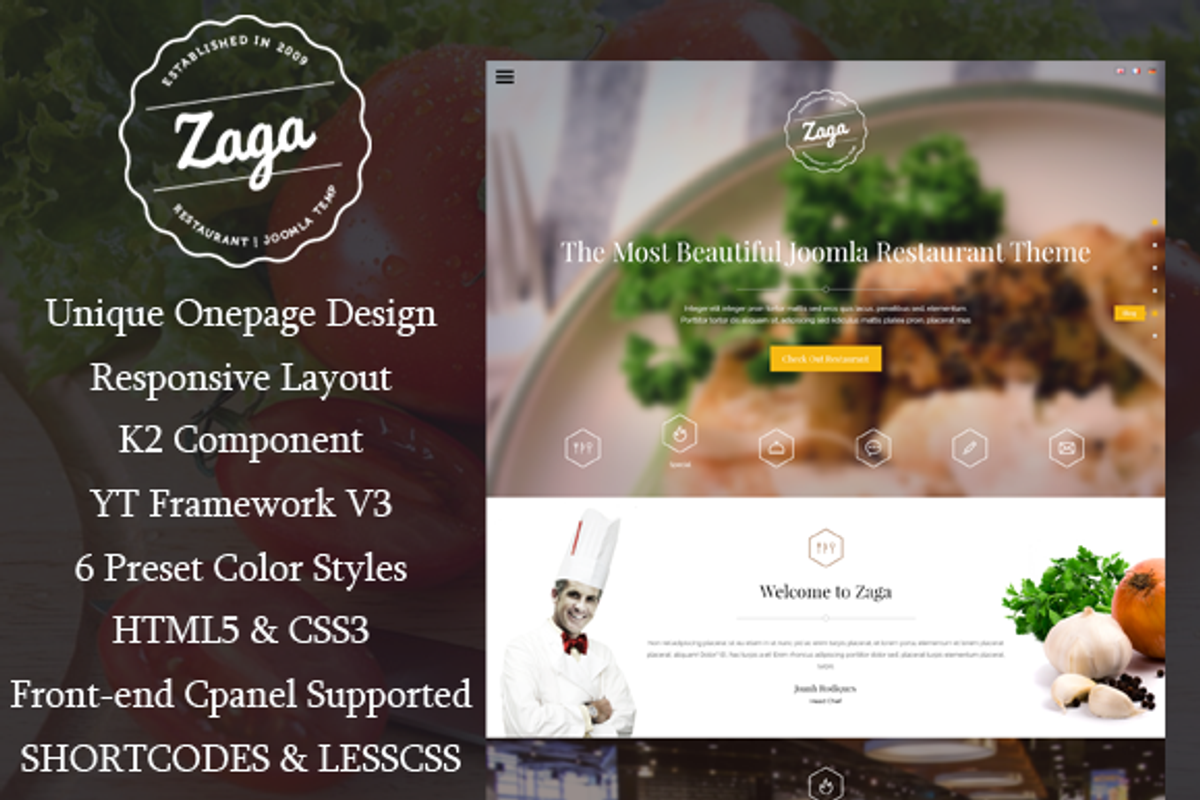SJ Zaga - Onepage Restaurant Theme, a Websites & App Template by YouTech
