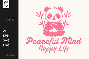 Meditating Panda T-Shirt Design, an Animal Illustration by shaondesigns