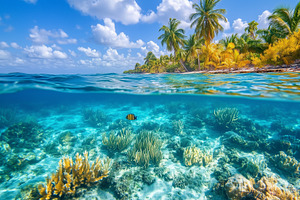 Tropical seascape showing underwater, a Nature Photo by MistyDay