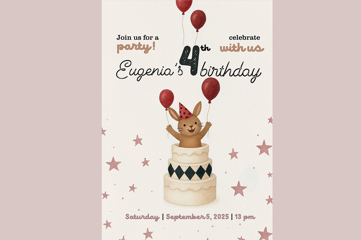 Bunny Birthday Invitation