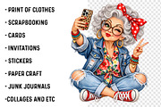 Funny Elderly Lady Clipart PNG, a Work Illustration by SinaCreation (Thumbnail 3 of 6)