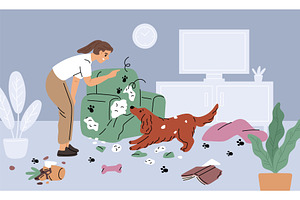 Dog behavior problem. Owner is, an Animal Illustration by YummyBuum