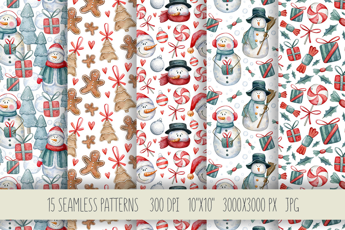 Cute snowmen collection, a Decorative Illustration by Aquarellka (Photo 6 of 9)
