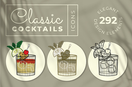Elegant Bar Cocktail bundle, a Food Illustration by Chakraborty Design