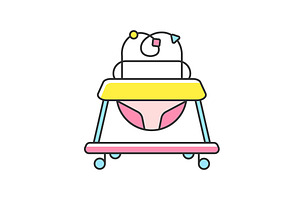 Baby Walker RGB Color Icon