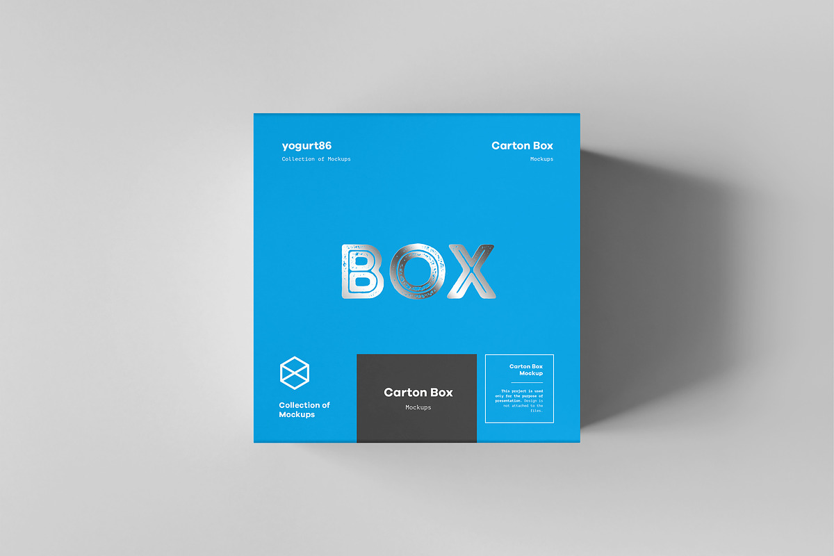 Carton Box Mockup 100x100x100 & Wrap, a Packaging Mockup by Yogurt86 (Photo 3 of 8)