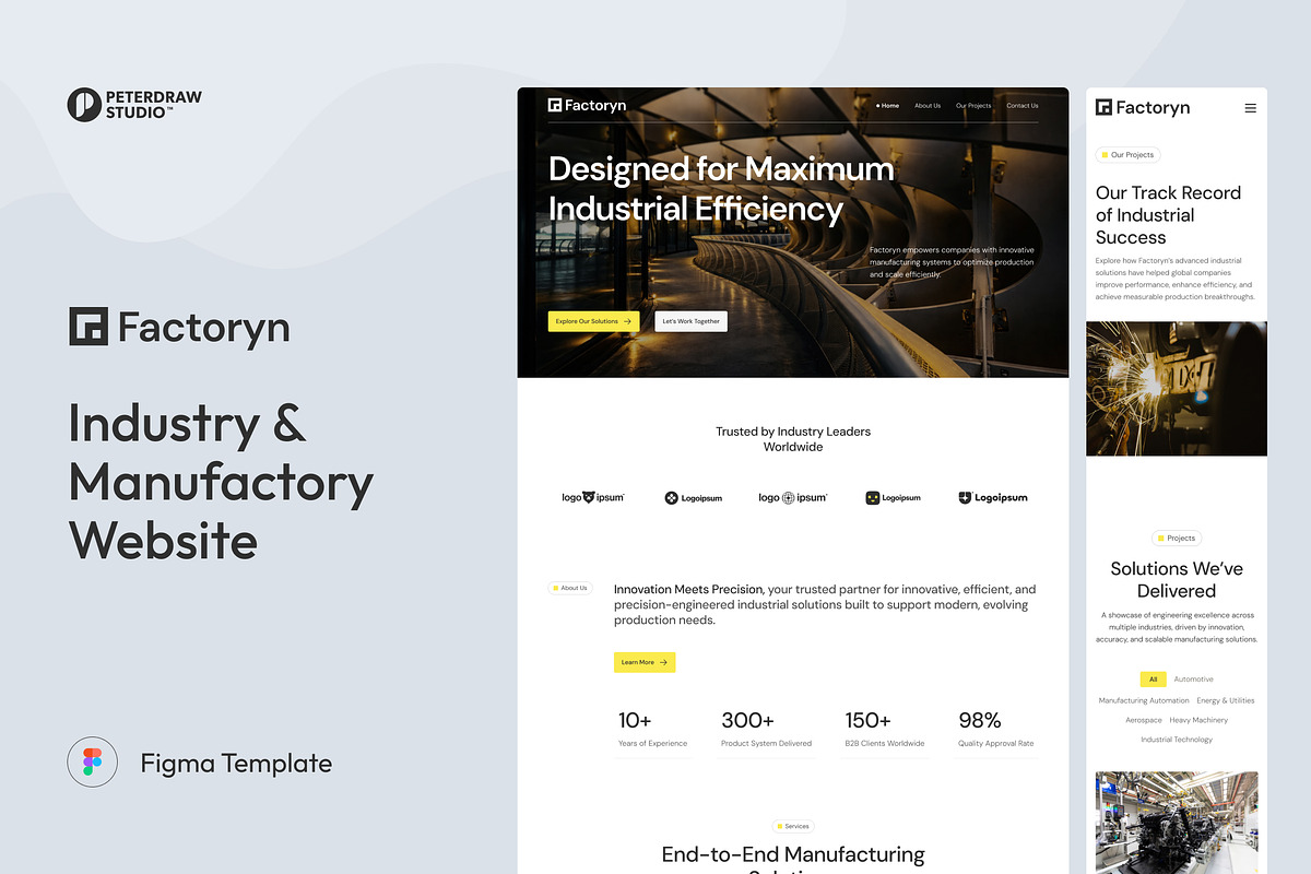 Industry & Manufactory Website UI, an UI Kit Template by peterdraw (Photo 1 of 7)