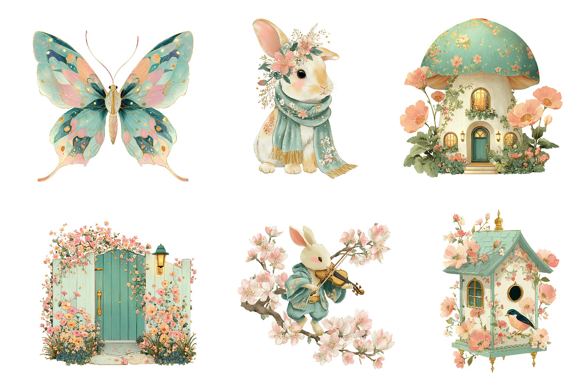 Magical Spring Garden Clipart, an Illustration by CreationArt (Photo 3 of 5)