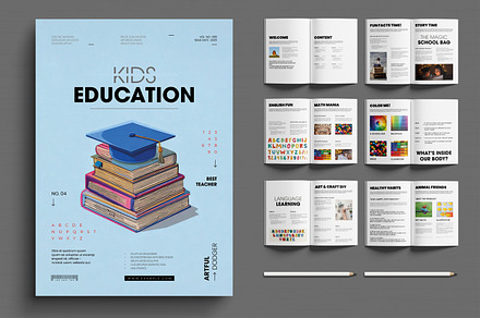 Kids Educational Magazine Template, a Magazine Template by MightyDesign