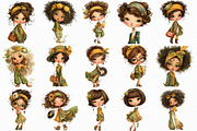 Retro Girls Clipart, an Illustration by Libby Wishes (Thumbnail 5 of 7)