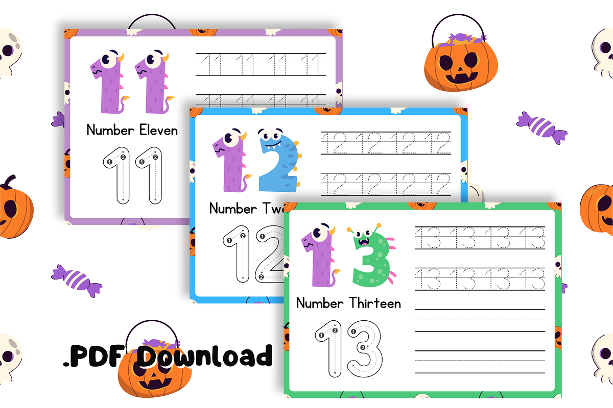 Ebook - Monsters Tracing Numbers, a Stationery Template by Glücklich Studio (Photo 2 of 4)