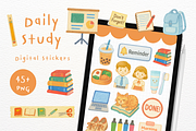 Daily Study Goodnotes Stickers, an Illustration by mimimeow (Thumbnail 1 of 3)