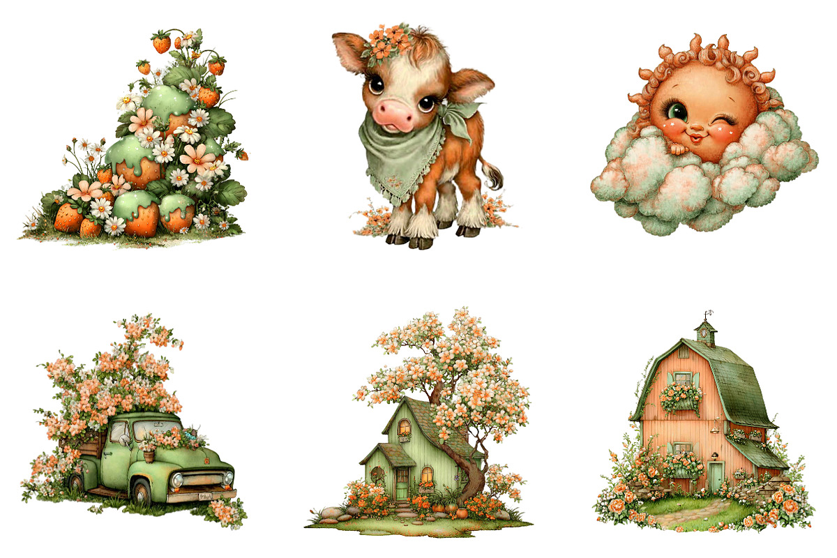 Spring Farm Animals Clipart Bundle, a Seasonal Illustration by CreationArt (Photo 2 of 5)