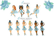 Blue Ballerina Girl Clipart, an Illustration by Oh Darling Graphics (Thumbnail 2 of 3)
