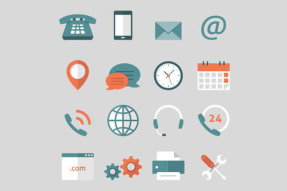 Contact Us Flat Icons