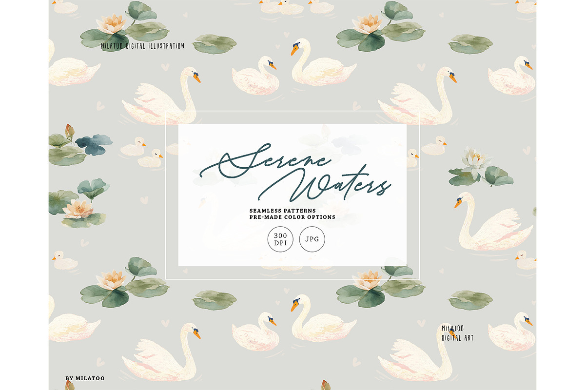 Swan & Duckling Nursery pattern, a Pattern Graphic by Milatoo (Photo 1 of 4)