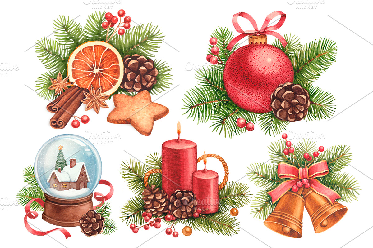 Christmas patterns and illustration