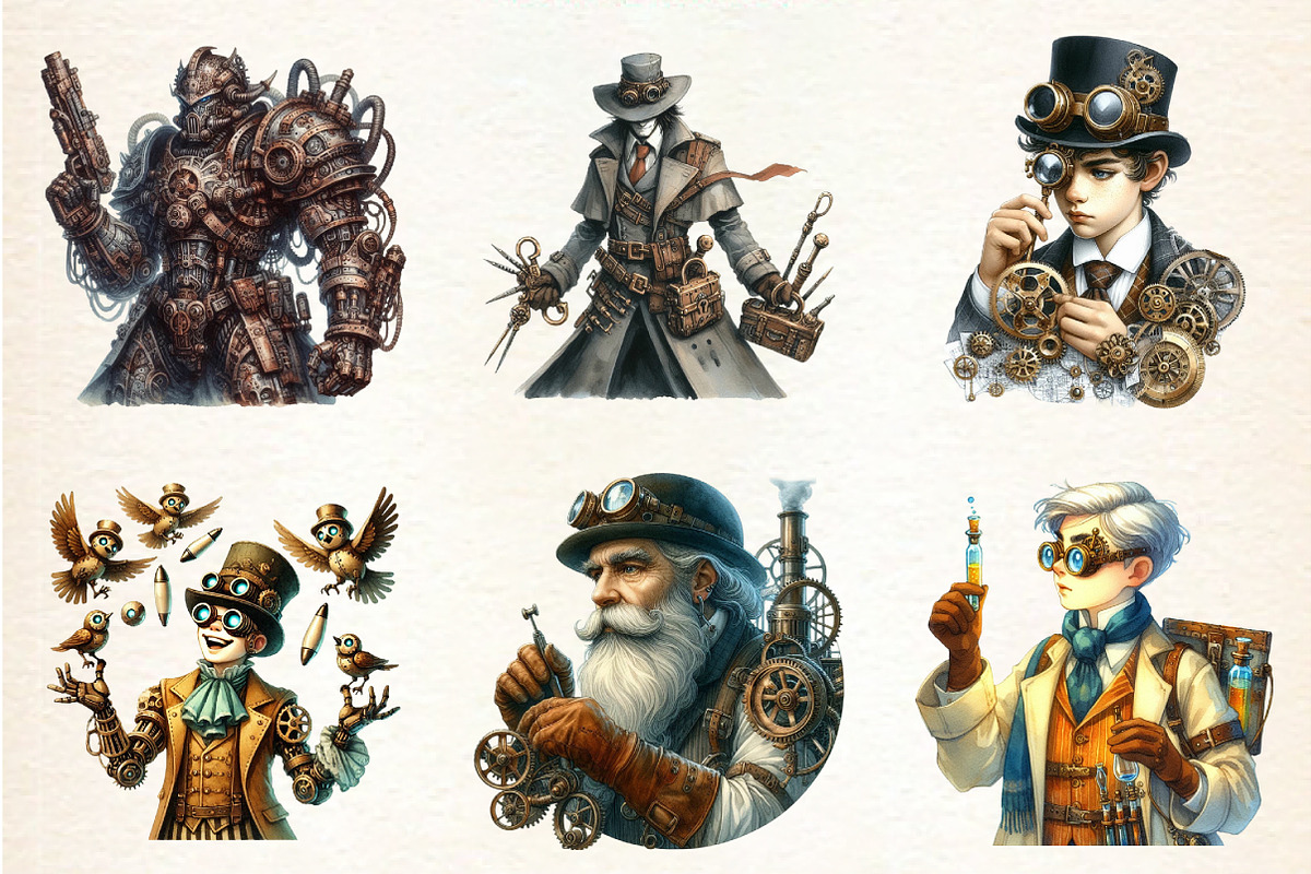 Steampunk Character Clipart, a Seasonal Illustration by DreamArtGraphic (Photo 2 of 4)