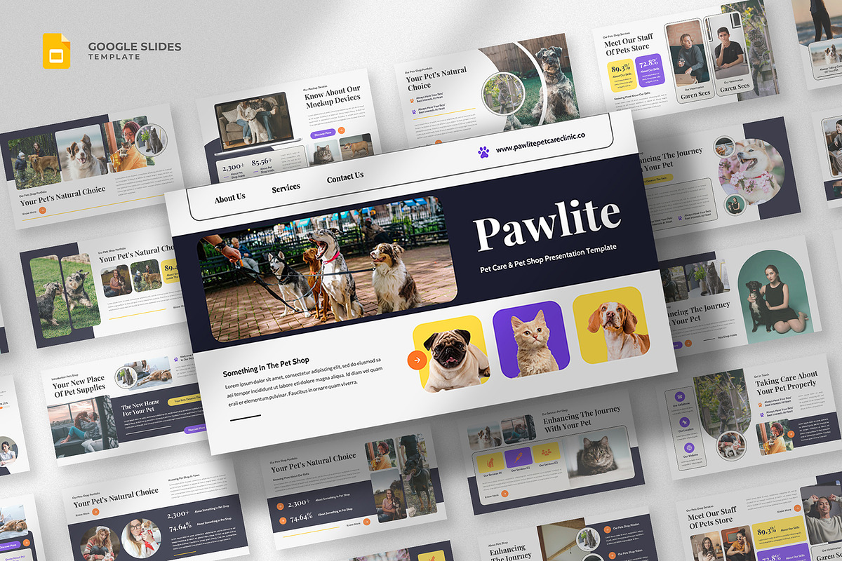 Pet Care Google Slides Template, a Presentation Template by fluffstudio (Photo 1 of 4)