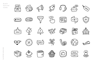 70 Doodle Icons 'shopping'