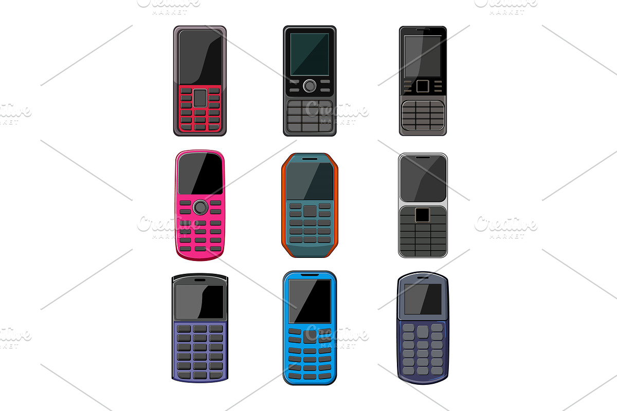 button phone set cartoon vector, an Object Illustration by pikepicture