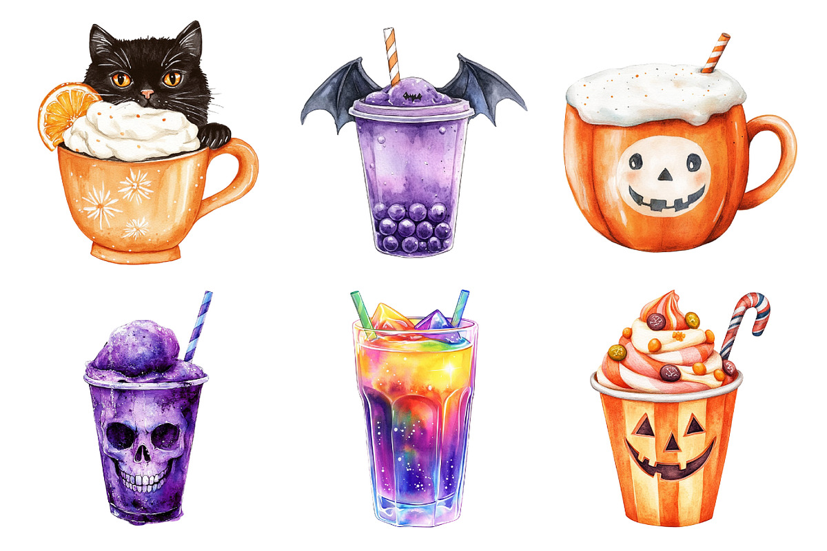 Halloween Drinks Cuties Clipart, an Illustration by Daily.Designs (Photo 2 of 5)