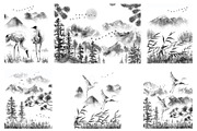 Serenity Landscape Ink Painting, a Decorative Illustration by Valentyna Smordova (Thumbnail 3 of 5)