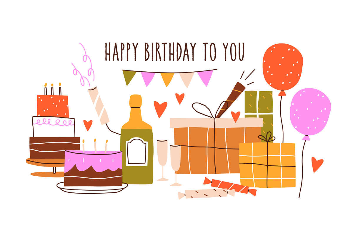 Happy birthday cards designs set, an Object Illustration by Good Studio (Photo 6 of 17)