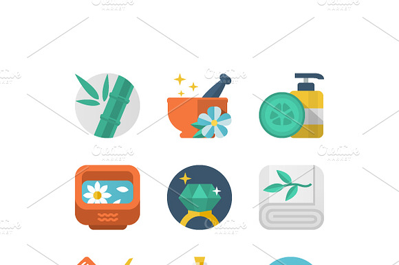 Beauty And Spa Flat Icons