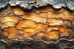 Textured bark of an ancient tree rev, a Photo by Tanuart