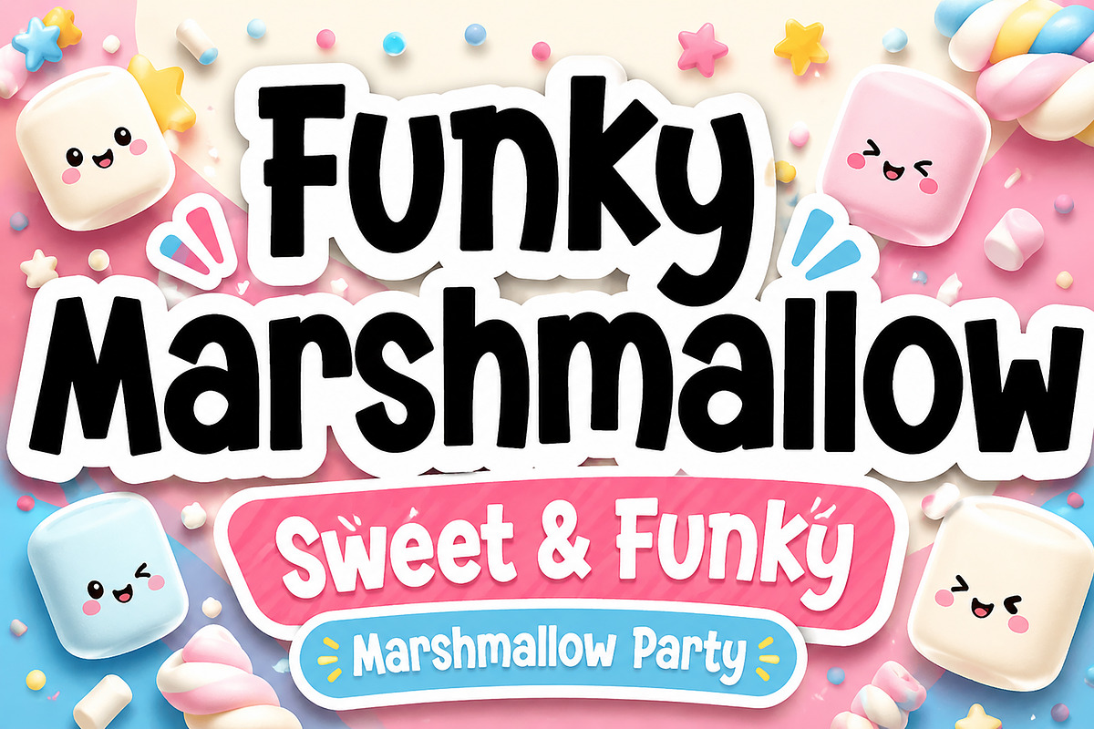 Funky Marshmallow, a Sans Serif Font by Wow Magic (Photo 2 of 4)