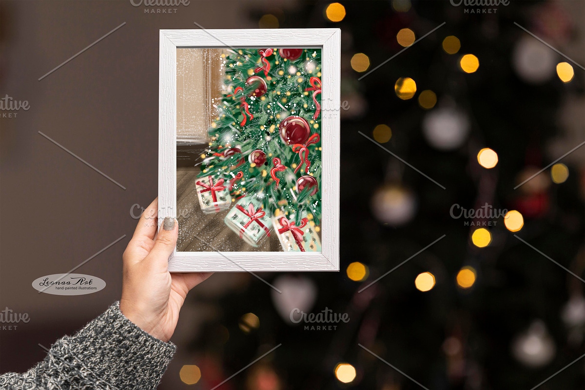 Christmas Cards Clipart Set, a Seasonal Illustration by Leonaa art (Photo 4 of 10)