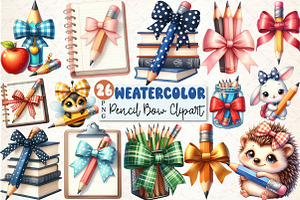 Pencil with Bow Back to School Clipa, a Seasonal Illustration by Rose Art