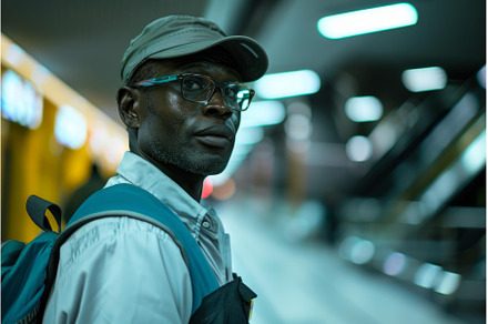 Young black man is waiting in a, a Person Photo by Ylivdesign