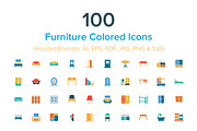 100 Furniture Colored Icons, a Solid Icon by Creative Stall (Thumbnail 1 of 2)
