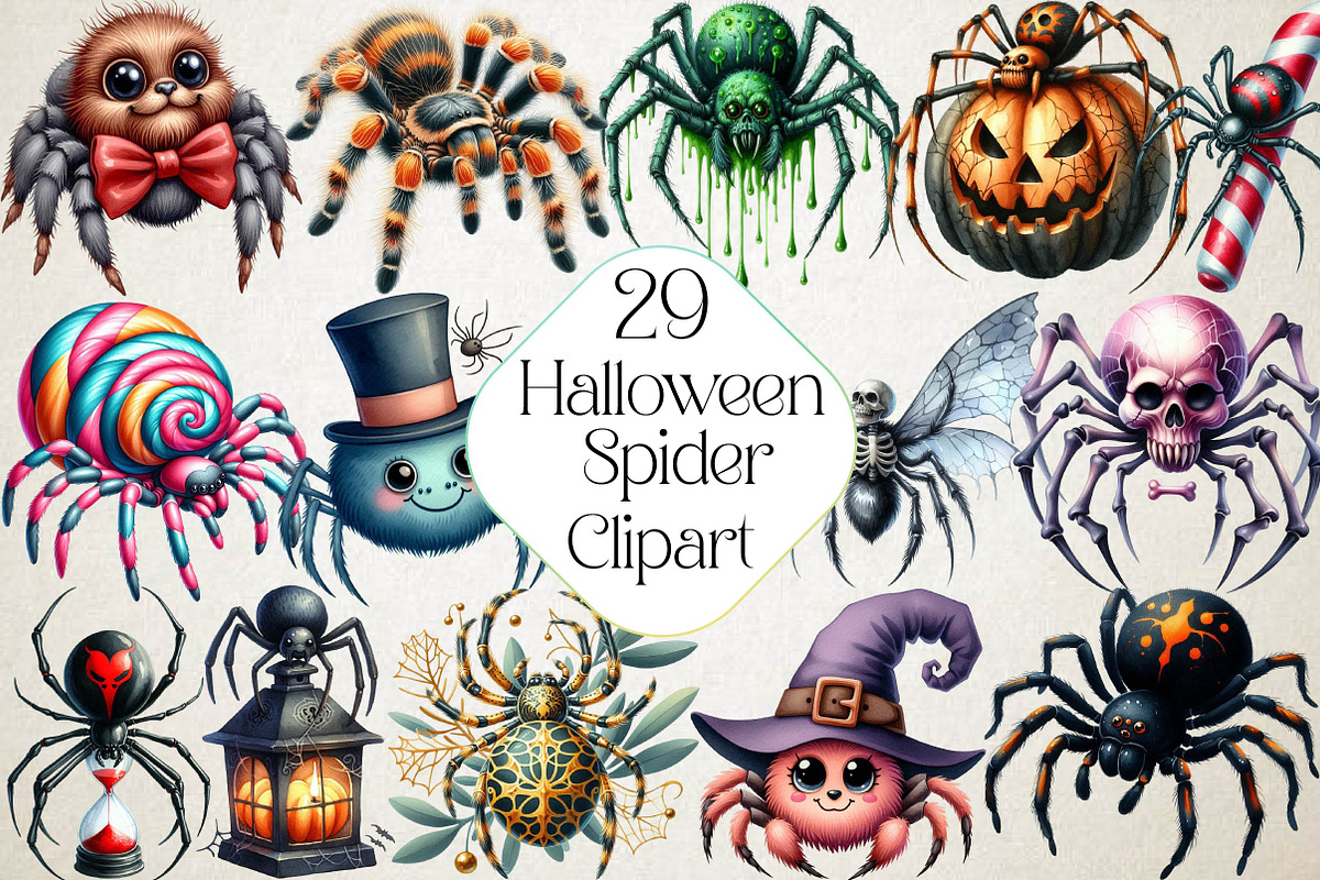 Halloween Clipart, Spider Clipart, an Illustration by DreamPrint404 (Photo 1 of 4)