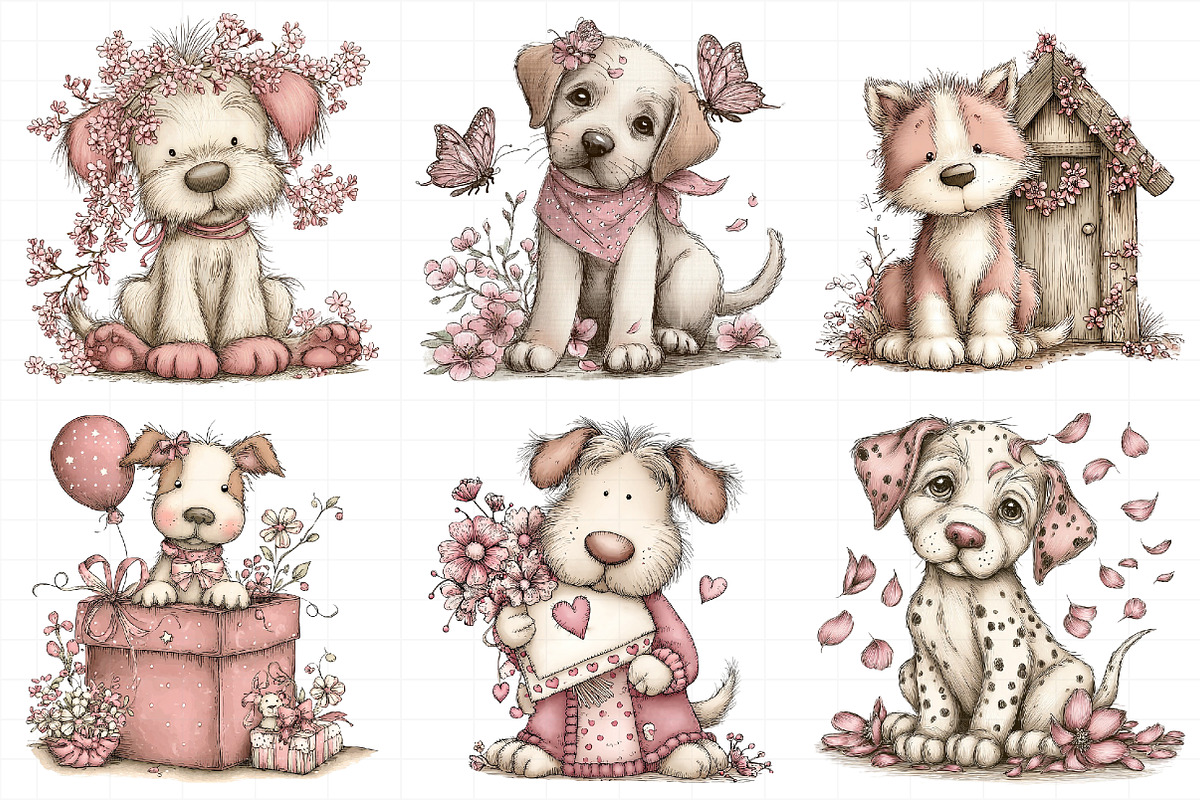 Whimsical Spring Dogs Clipart, an Illustration by Daily.Designs (Photo 5 of 7)
