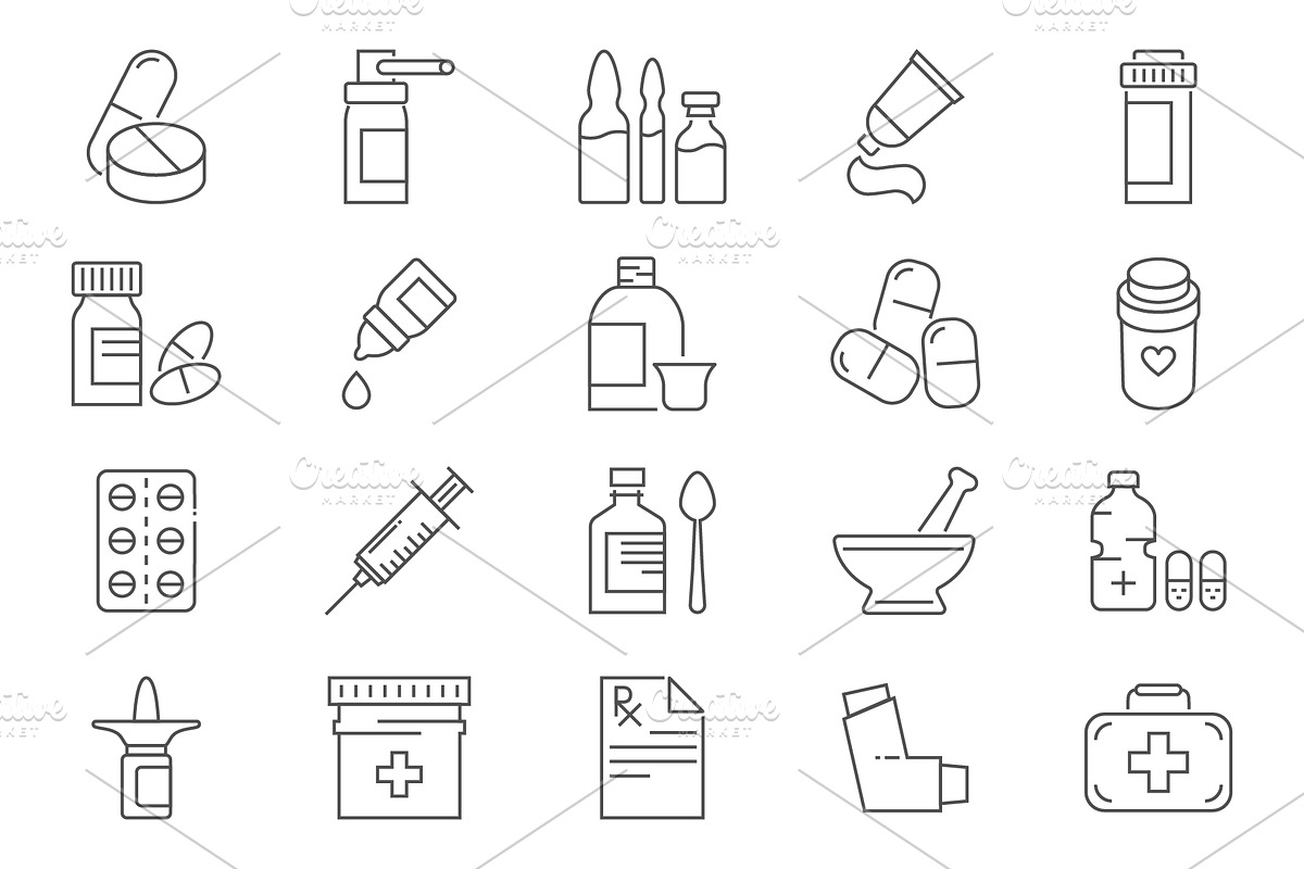 Drugs icons set, an Outline Icon by Oleksii