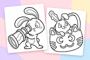 Cute Bunnies Coloring Pages Vol. 2, an Animal Illustration by Inkivelle Studio (Thumbnail 2 of 3)
