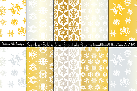 Silver & Gold Snowflake Patterns preview 6